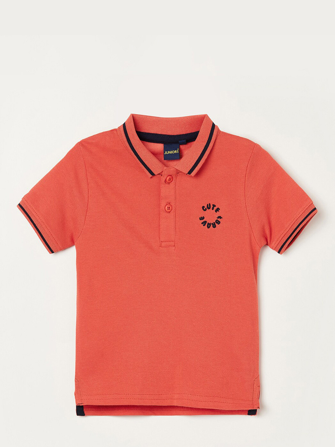 Buy Juniors By Lifestyle Boys Orange Polo Collar Applique T Shirt