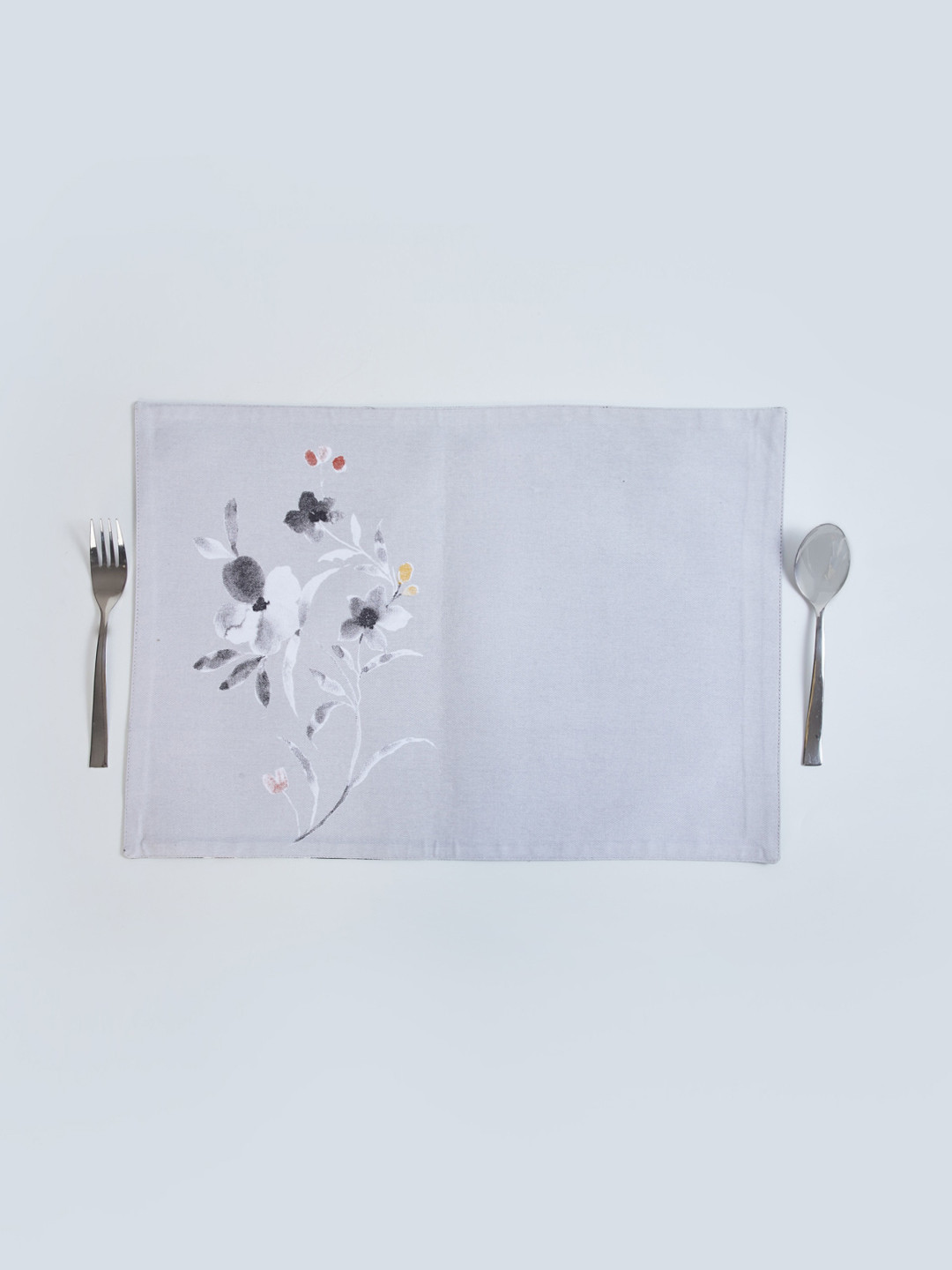 Buy Home Centre Grey Printed Reversible Cotton Placemat Table