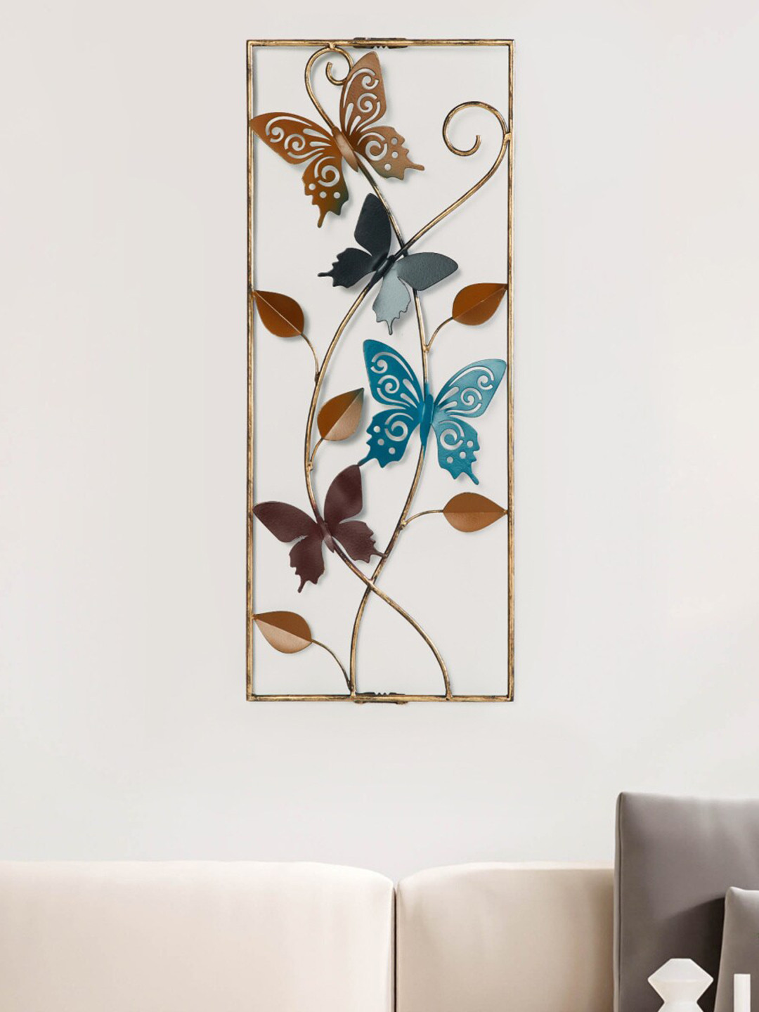 Buy Home Centre Multicoloured Iliano Butterfly Metal Wall Art Frame Wall Decor for Unisex