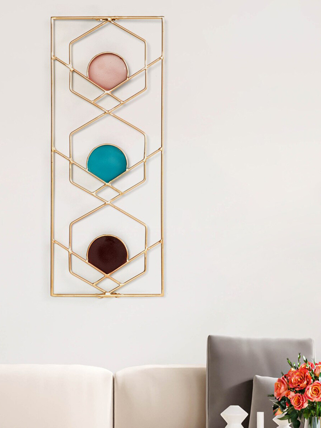 Buy Home Centre Gold Toned Moon Metal Rectangular Wall Art Wall Decor