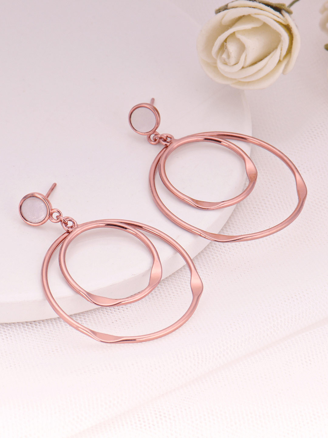 Buy GIVA Rose Gold Contemporary Drop Earrings Earrings for Women