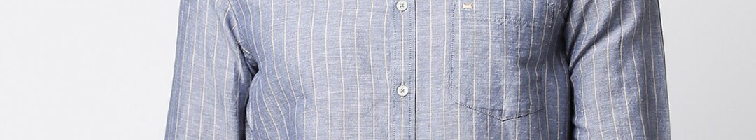 Buy Basics Men Blue Slim Fit Striped Casual Shirt - Shirts for Men ...