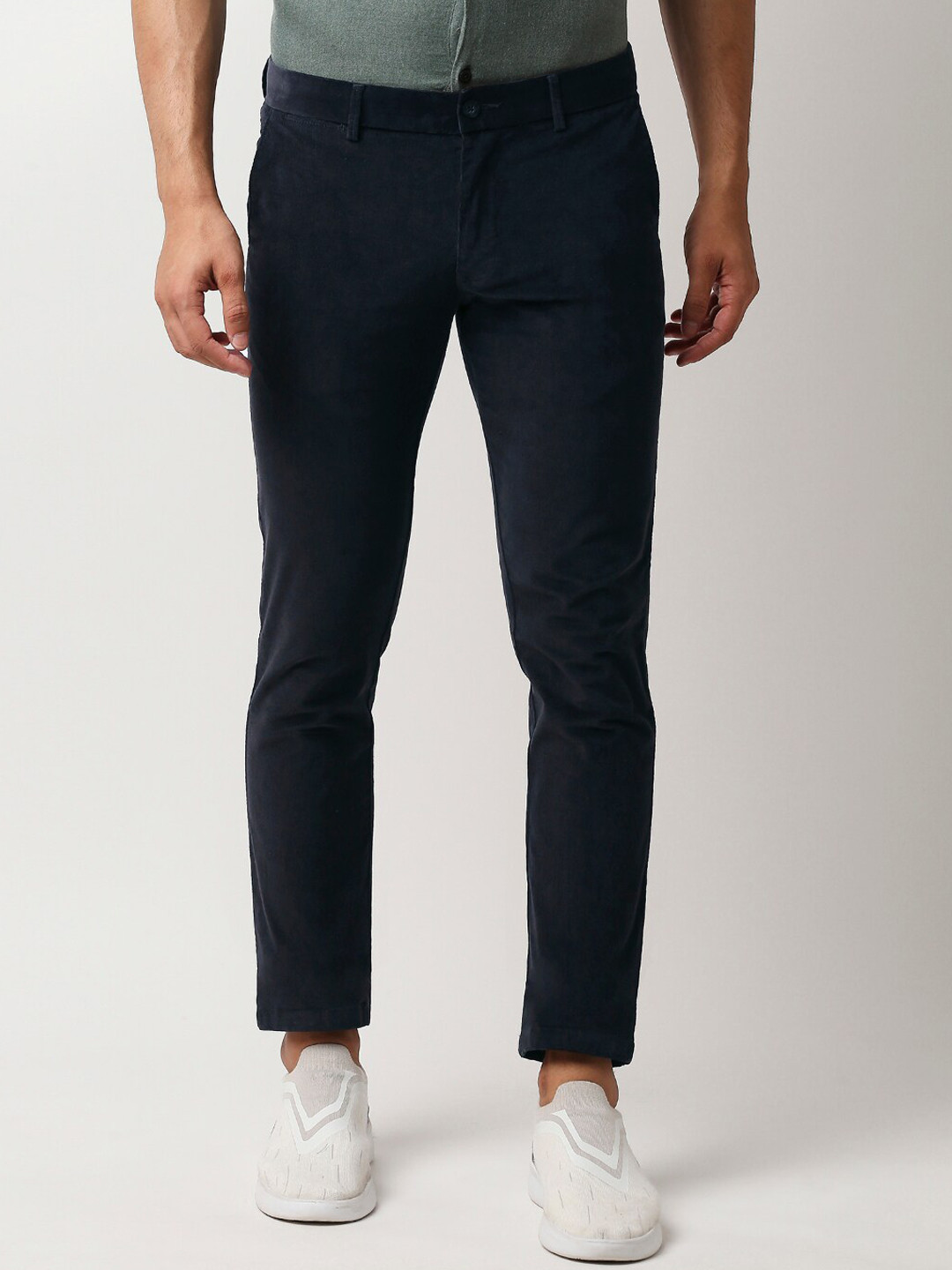 Buy Basics Men Black Tapered Fit Trousers Trousers for Men 18995592