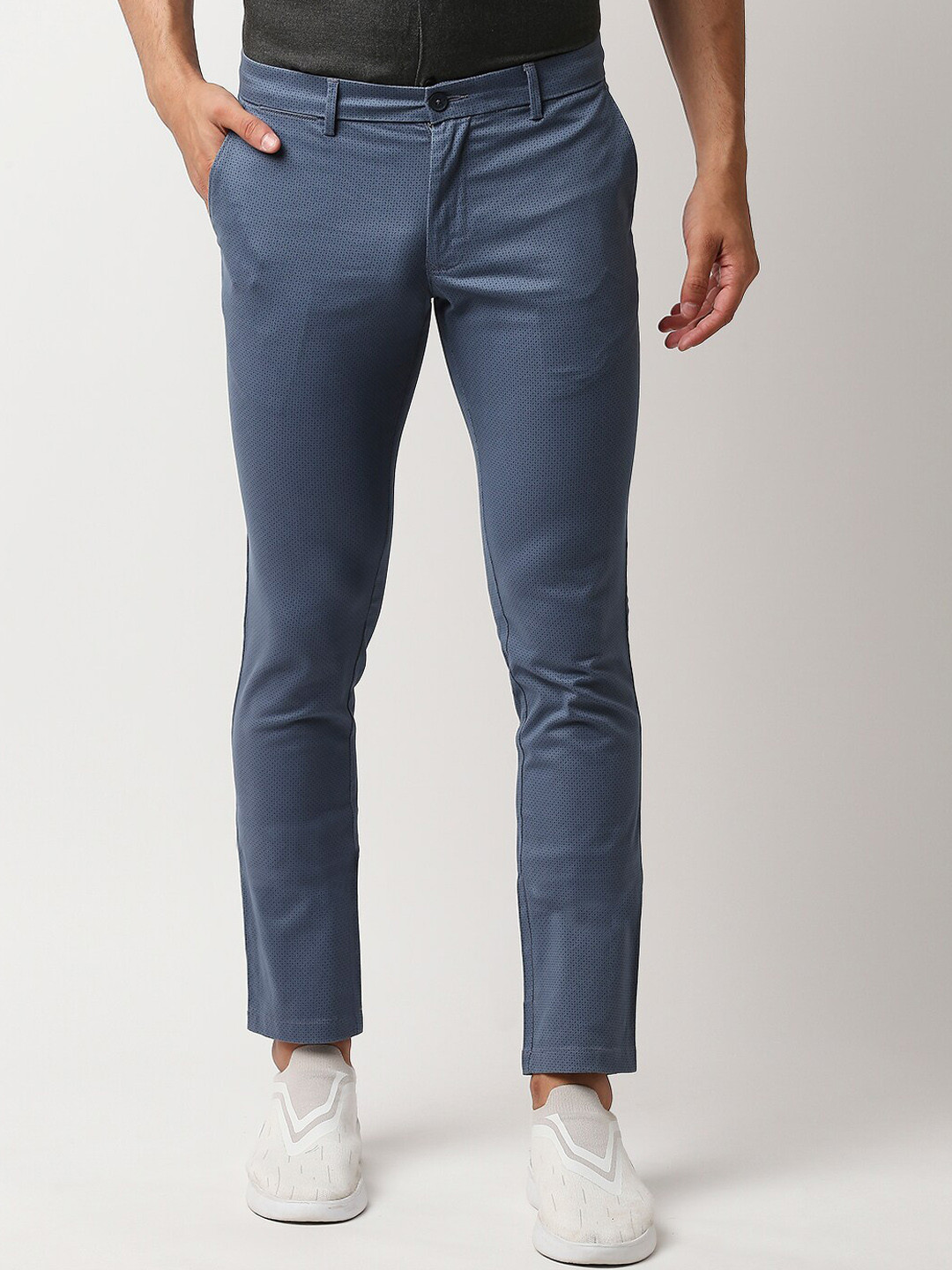 Buy Basics Men Blue Tapered Fit Chinos Trousers - Trousers for Men ...