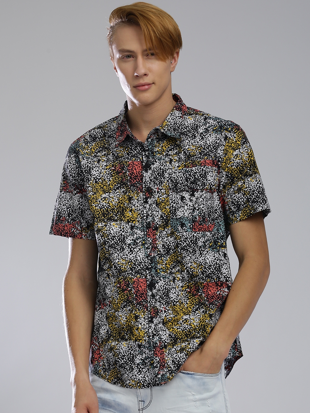 Buy GUESS Men Multicoloured Slim Fit Printed Casual Shirt - Shirts for ...