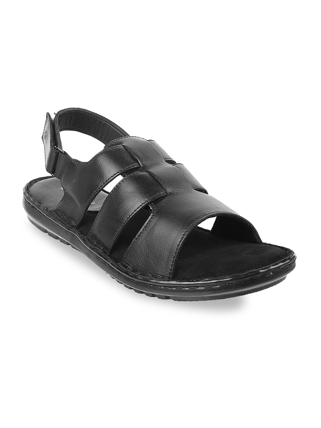 Buy Mochi Men Black Leather Comfort Sandals Sandals for Men 18997592