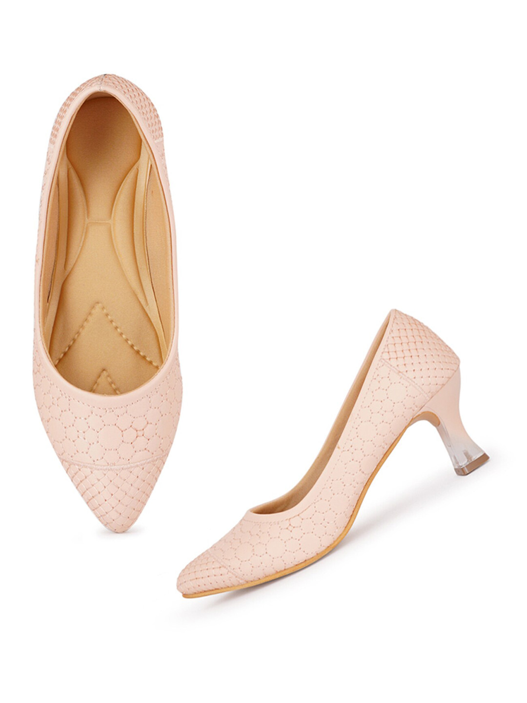 Buy Walkfree Peach Coloured Kitten Heel Bellies - Heels for Women ...