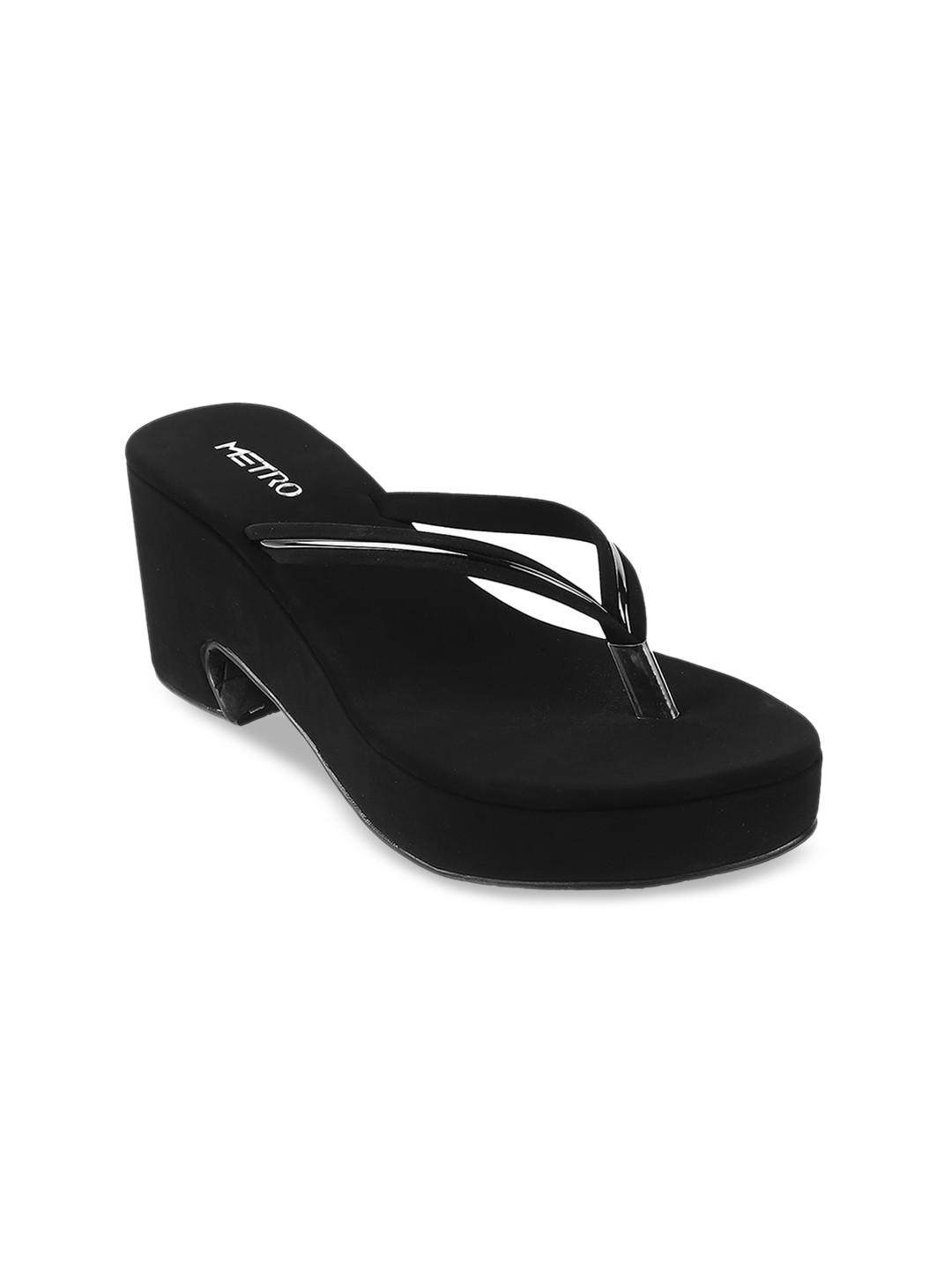 Buy Metro Black Wedge Sandals Heels for Women 18999104 Myntra