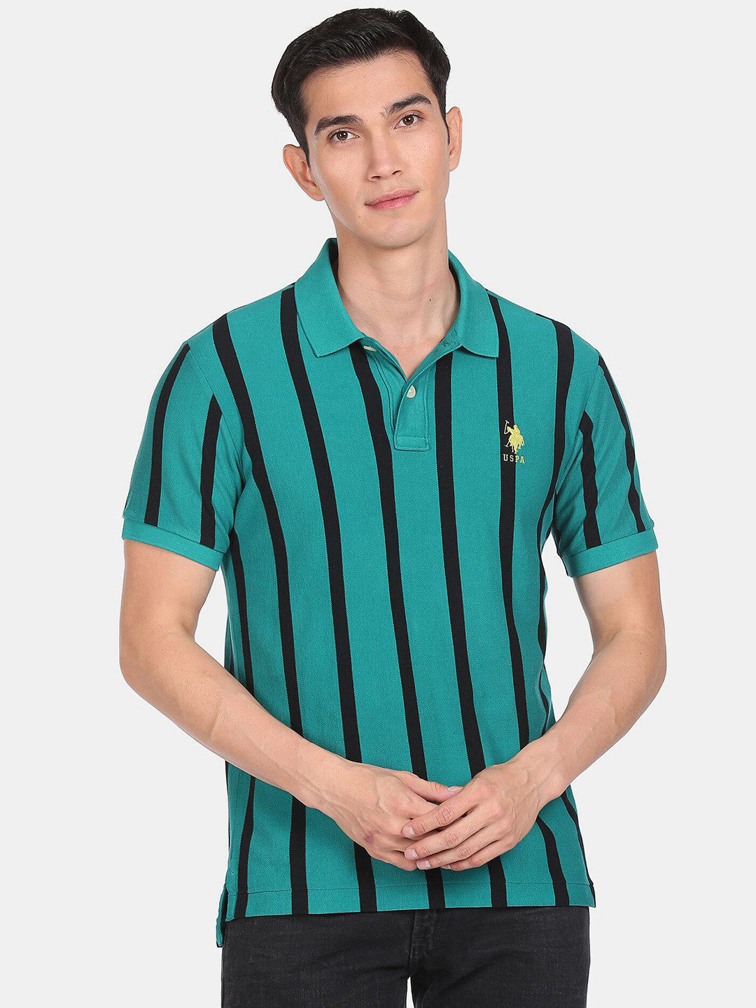 Buy U S Polo Assn Men Green Typography Striped T Shirt Tshirts for