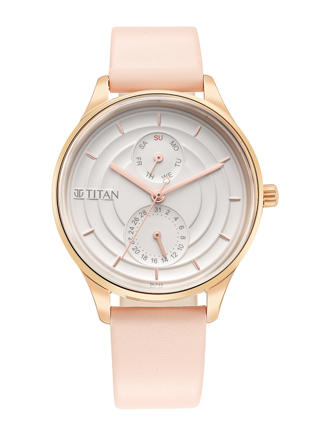 Buy Titan Women White Brass Dial & Pink Leather Straps Analogue Watch