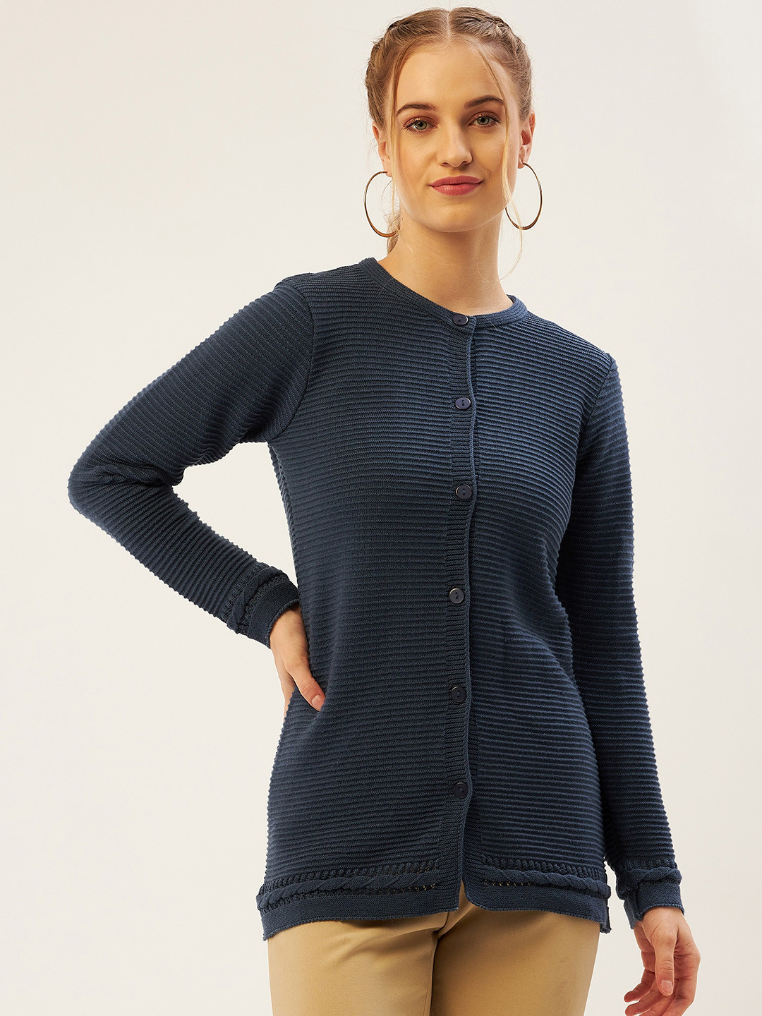 Buy American Eye Women Blue Striped Cardigan Sweaters for Women