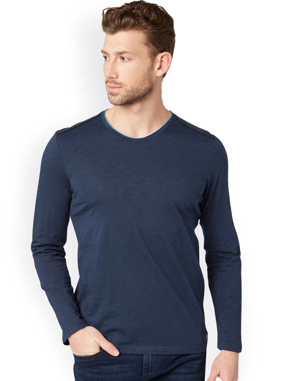 Buy Tom Tailor Men Navy Blue Printed Round Neck T Shirt - Tshirts for ...