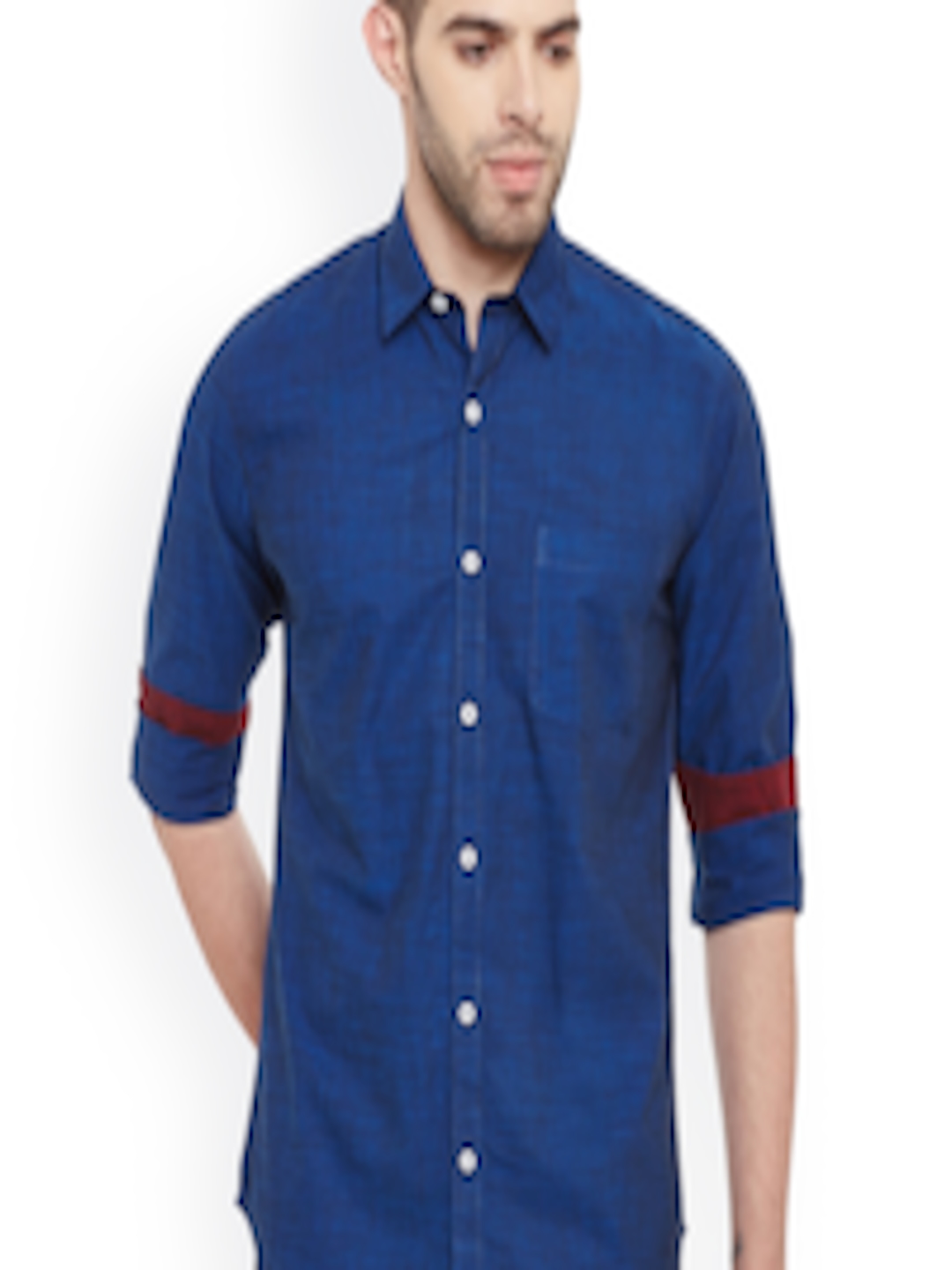 Buy Rodamo Men Navy Slim Fit Solid Casual Shirt - Shirts for Men ...