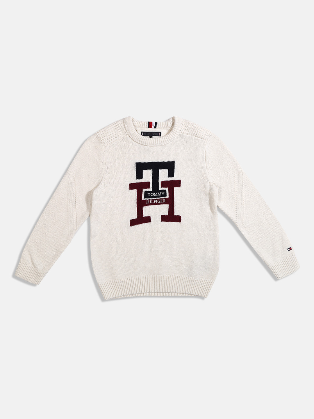 Tommy Hilfiger Childrens Boys Sweater In Offwhite 1