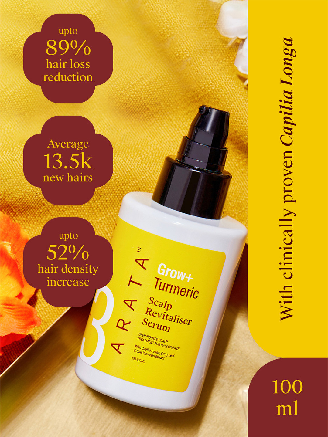 Buy ARATA Grow+ Hair Growth Serum With Turmeric 100ml Hair Serum for