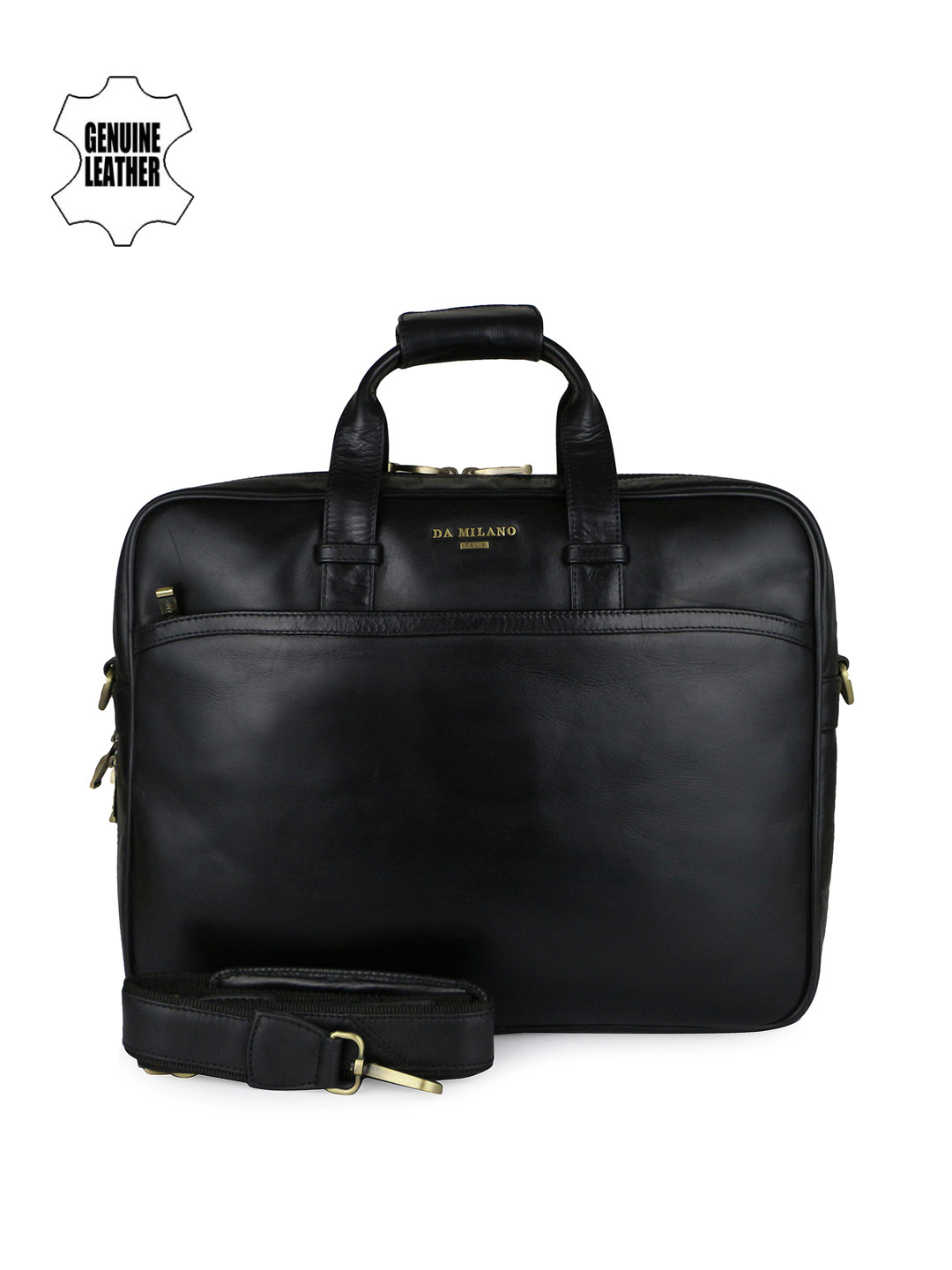 Buy Da Milano Men Black Leather Laptop Bag Laptop Bag for Men 1900505
