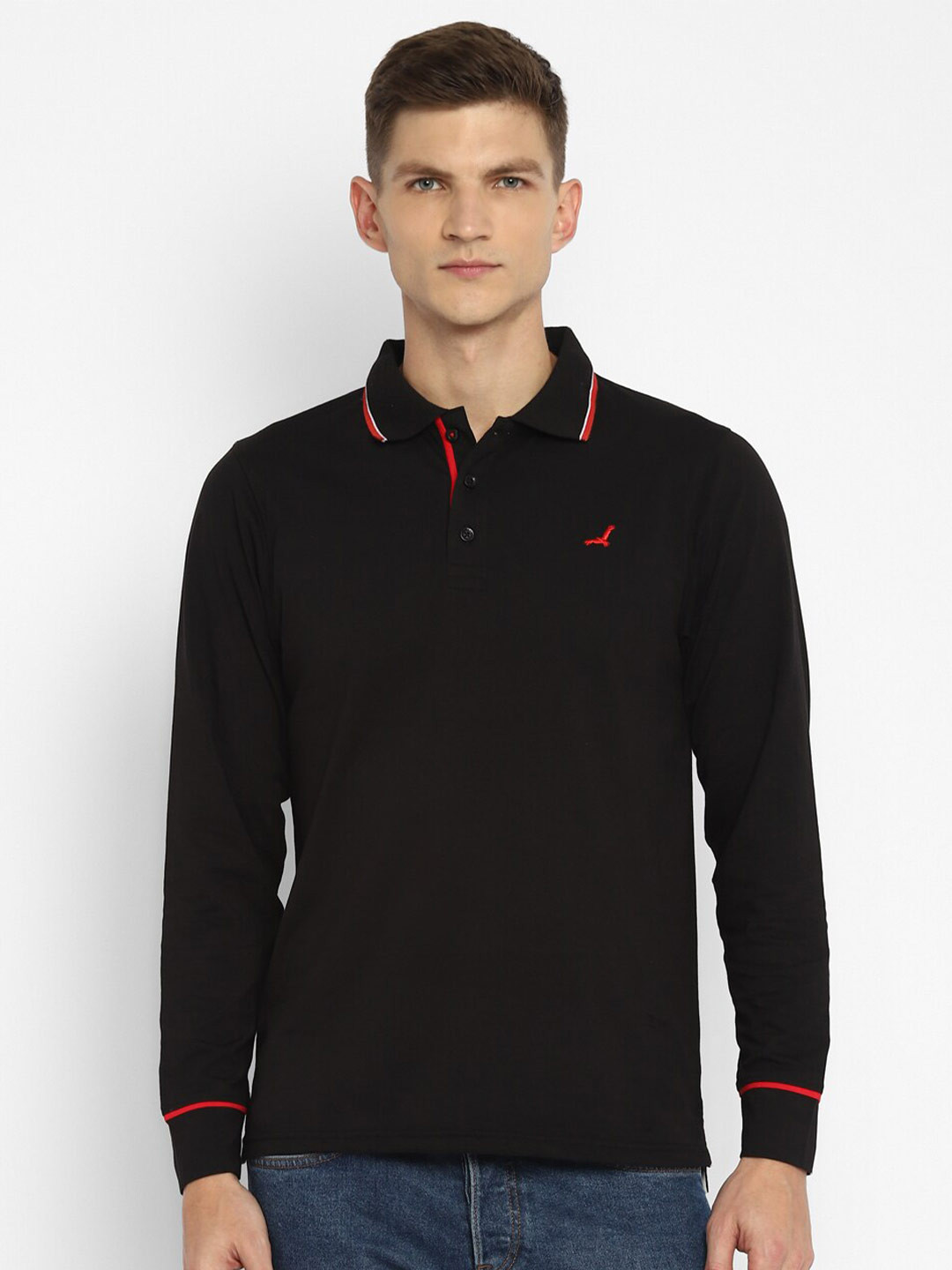 Buy American Crew Men Black Polo Collar T Shirt Tshirts for Men