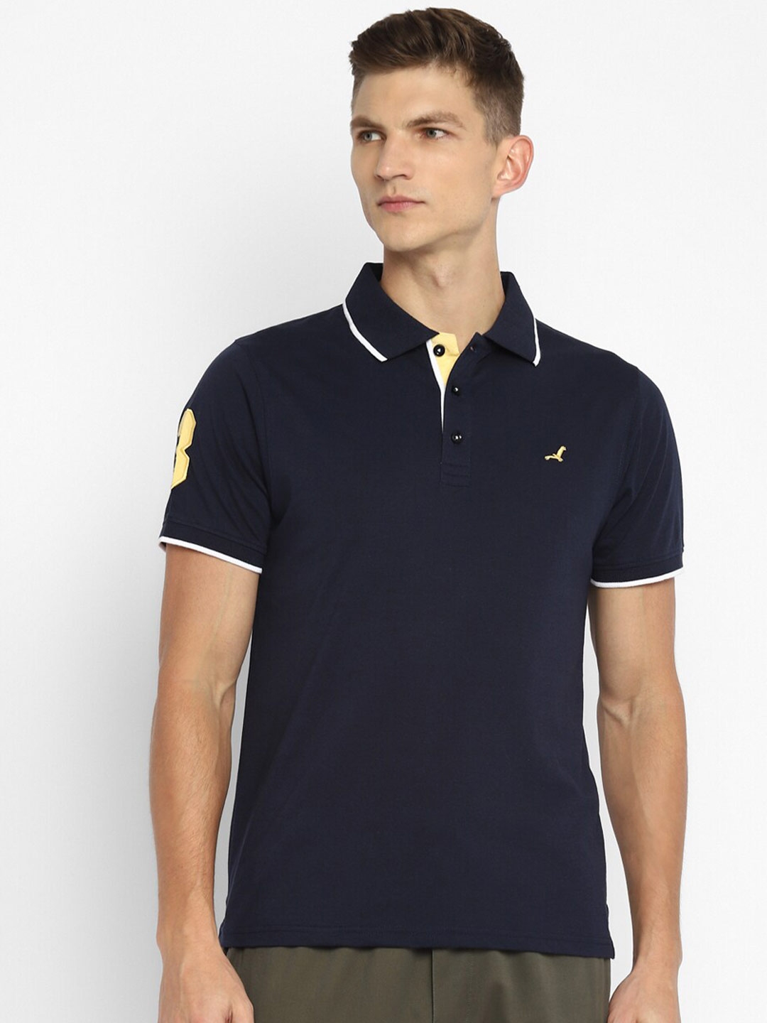 Buy American Crew Men Navy Blue Polo Collar T Shirt - Tshirts for Men
