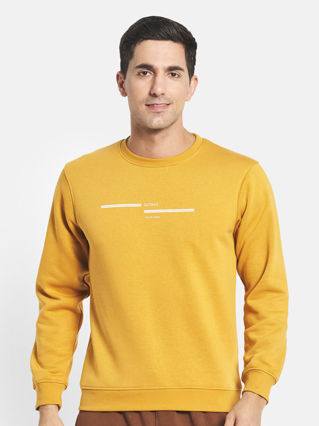 Buy Octave Men Yellow Solid Sweatshirt Sweatshirts for Men 19009896