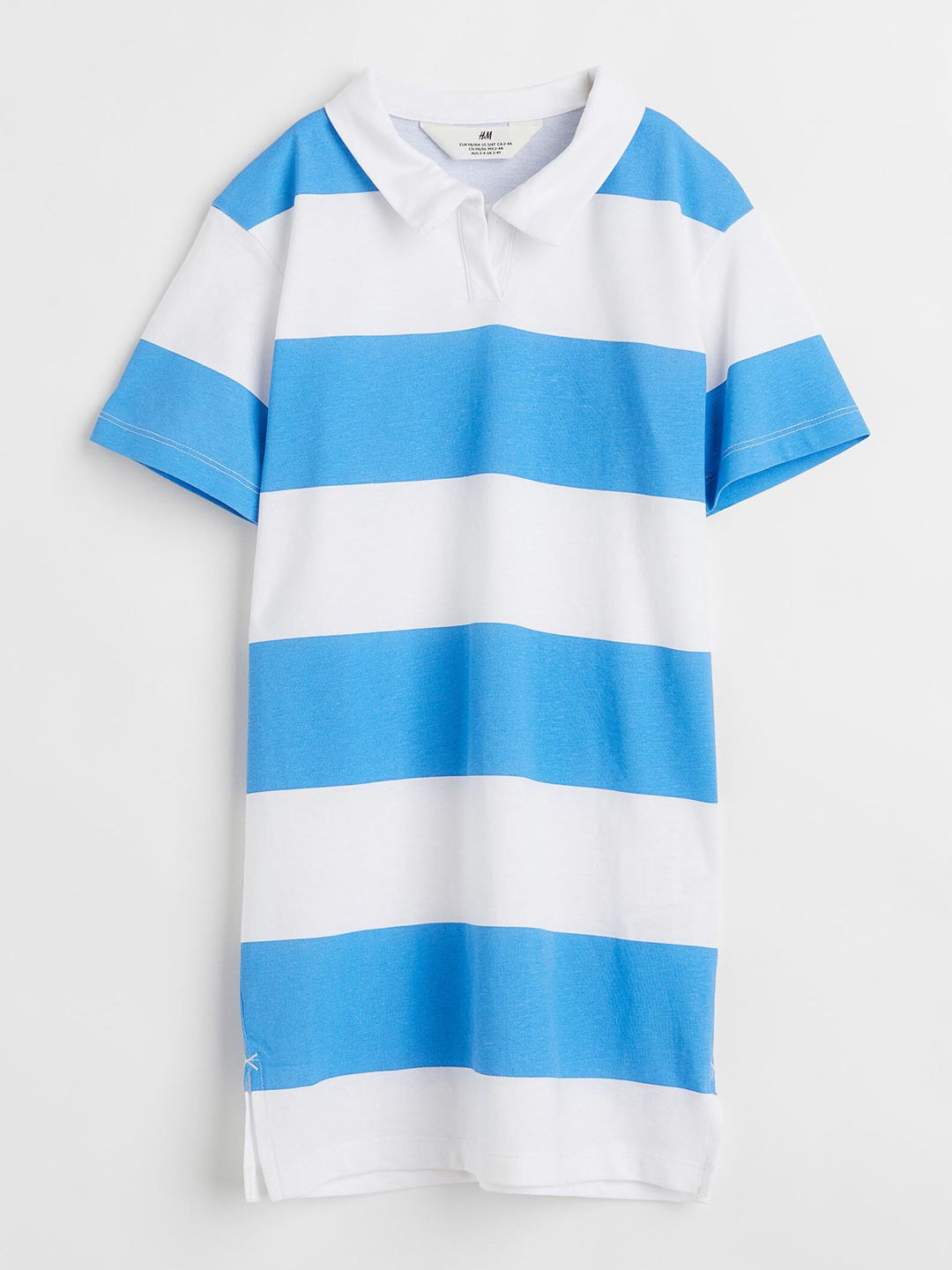 Buy H&M White & Blue Striped Cotton T Shirt Dress Dresses for Girls