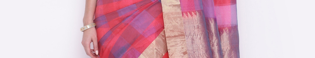 Buy The Chennai Silks Classicate Pink & Grey Woven Design Silk Cotton ...