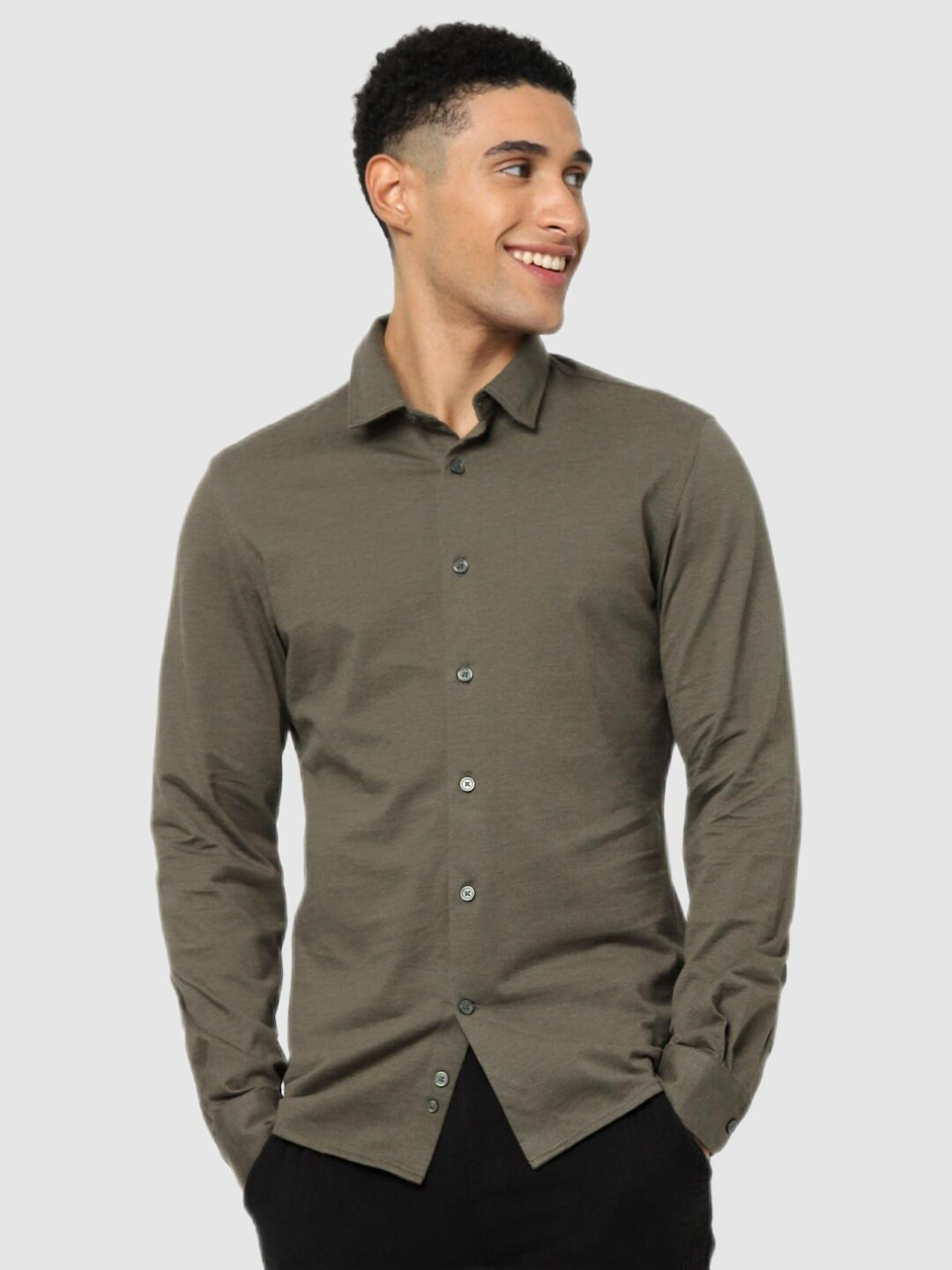 Buy Celio Men Olive Green Classic Casual Shirt Shirts for Men