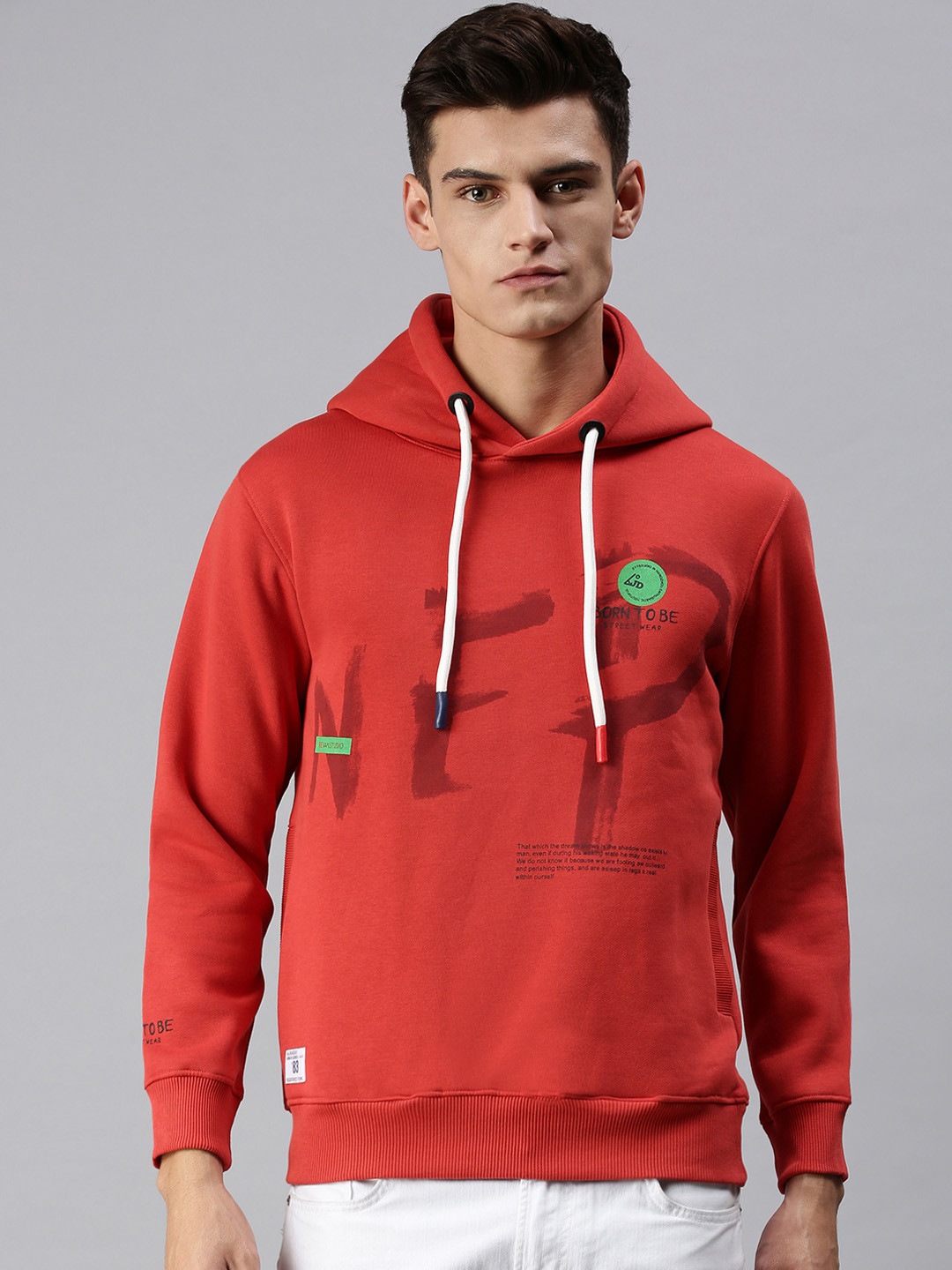 Buy SHOWOFF Men Red Printed Hooded Sweatshirt - Sweatshirts for Men ...