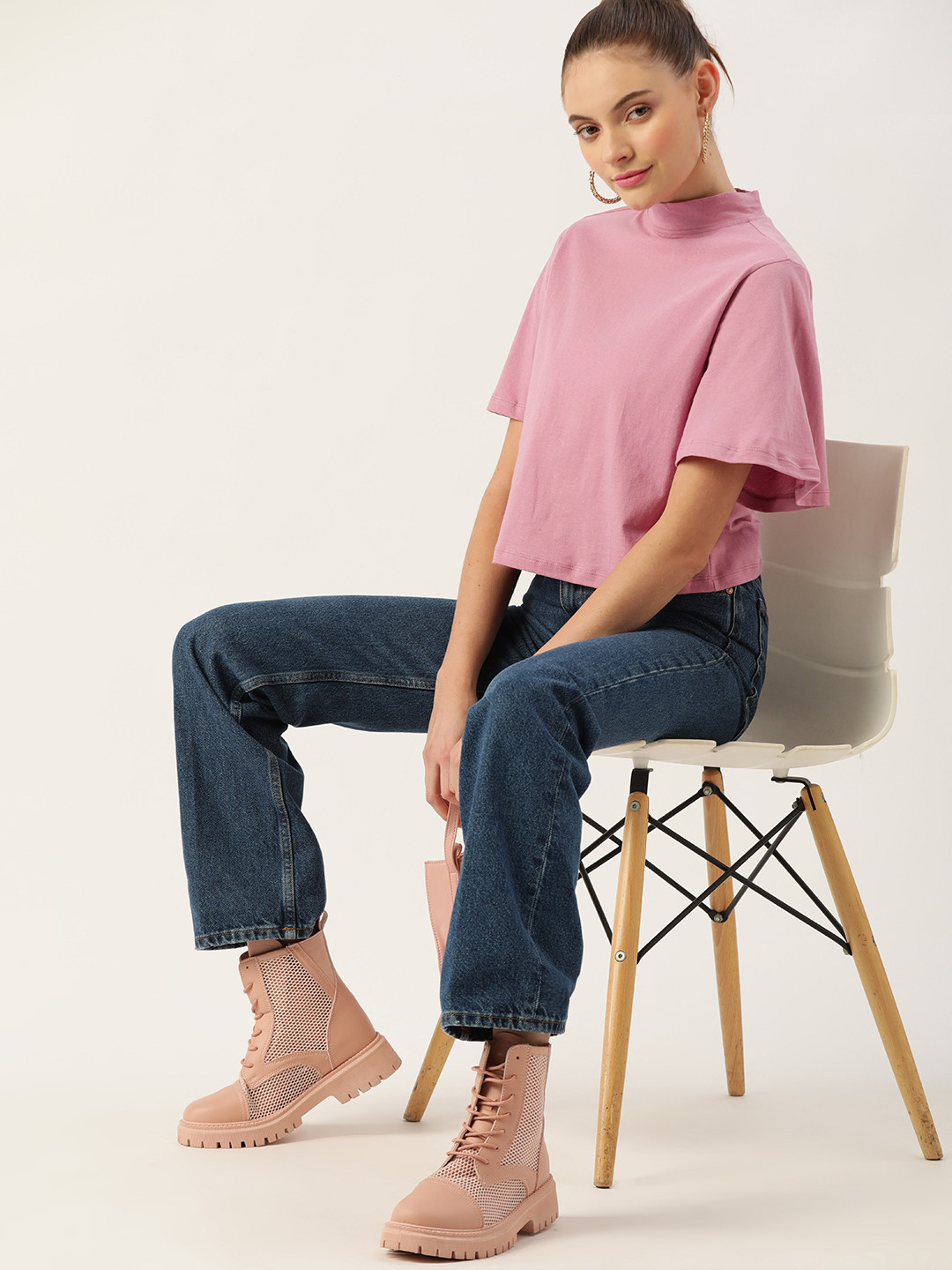 Pink Pink Solid regular top