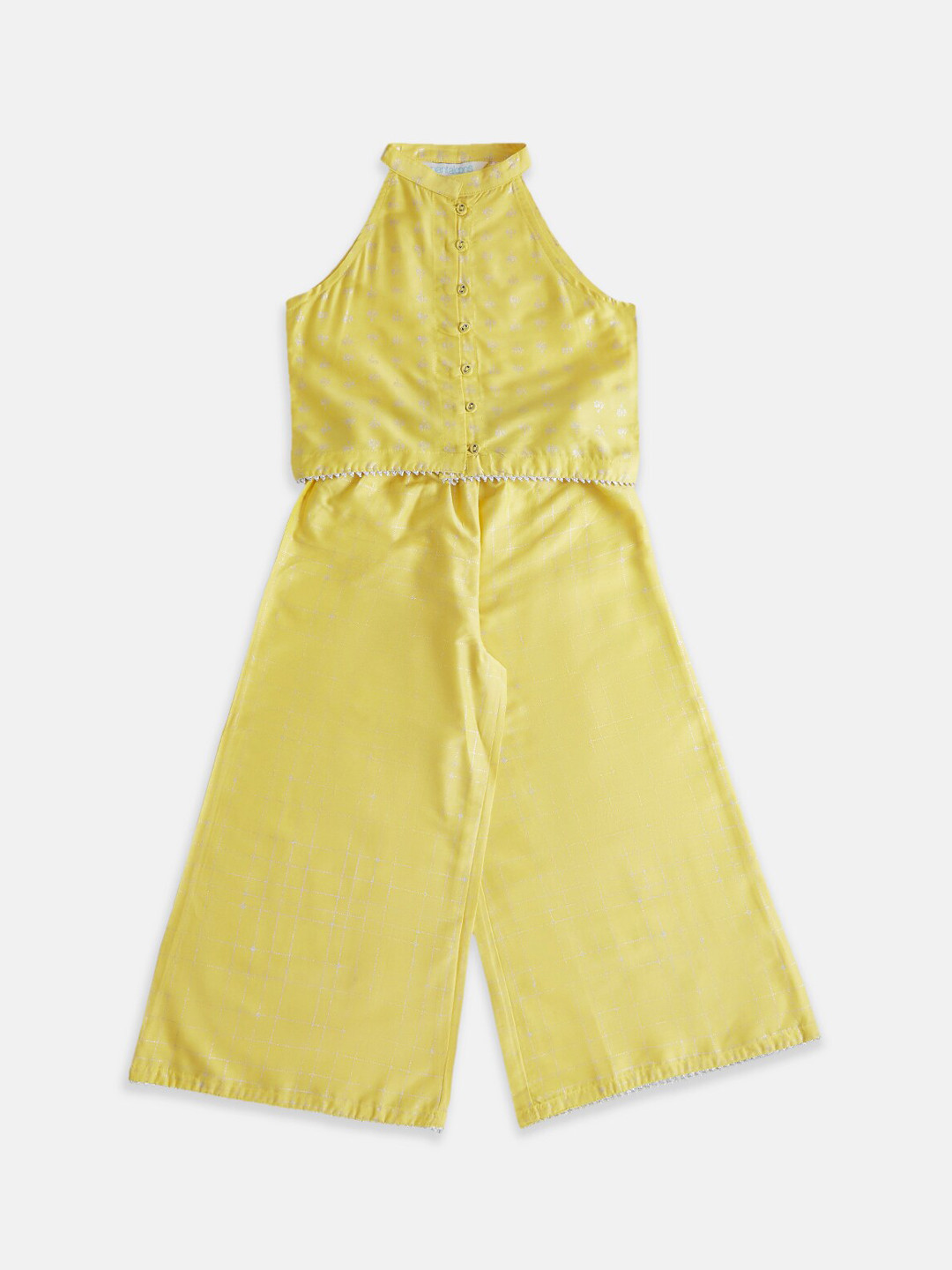 Girls Yellow & Red Printed Kurta With Palazzos