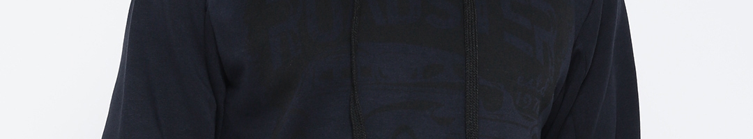 Buy Roadster Men Navy Blue Printed Hooded Sweatshirt - Sweatshirts for ...