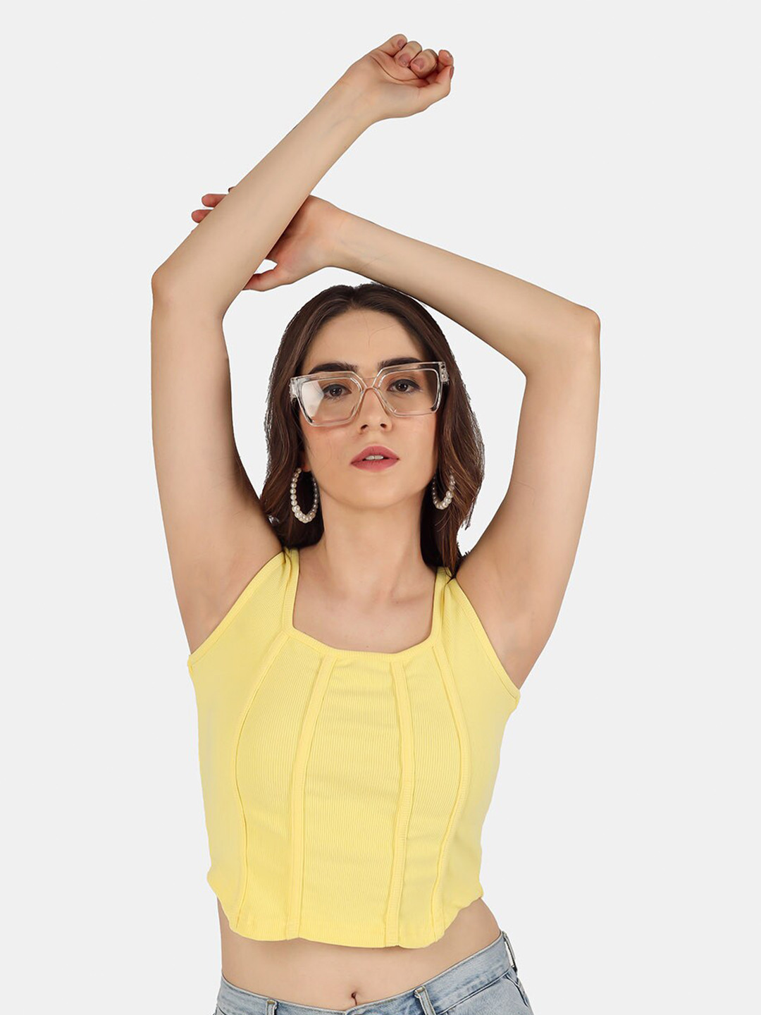 Buy Angloindu Yellow Corset Crop Top Tops for Women 19034542 Myntra