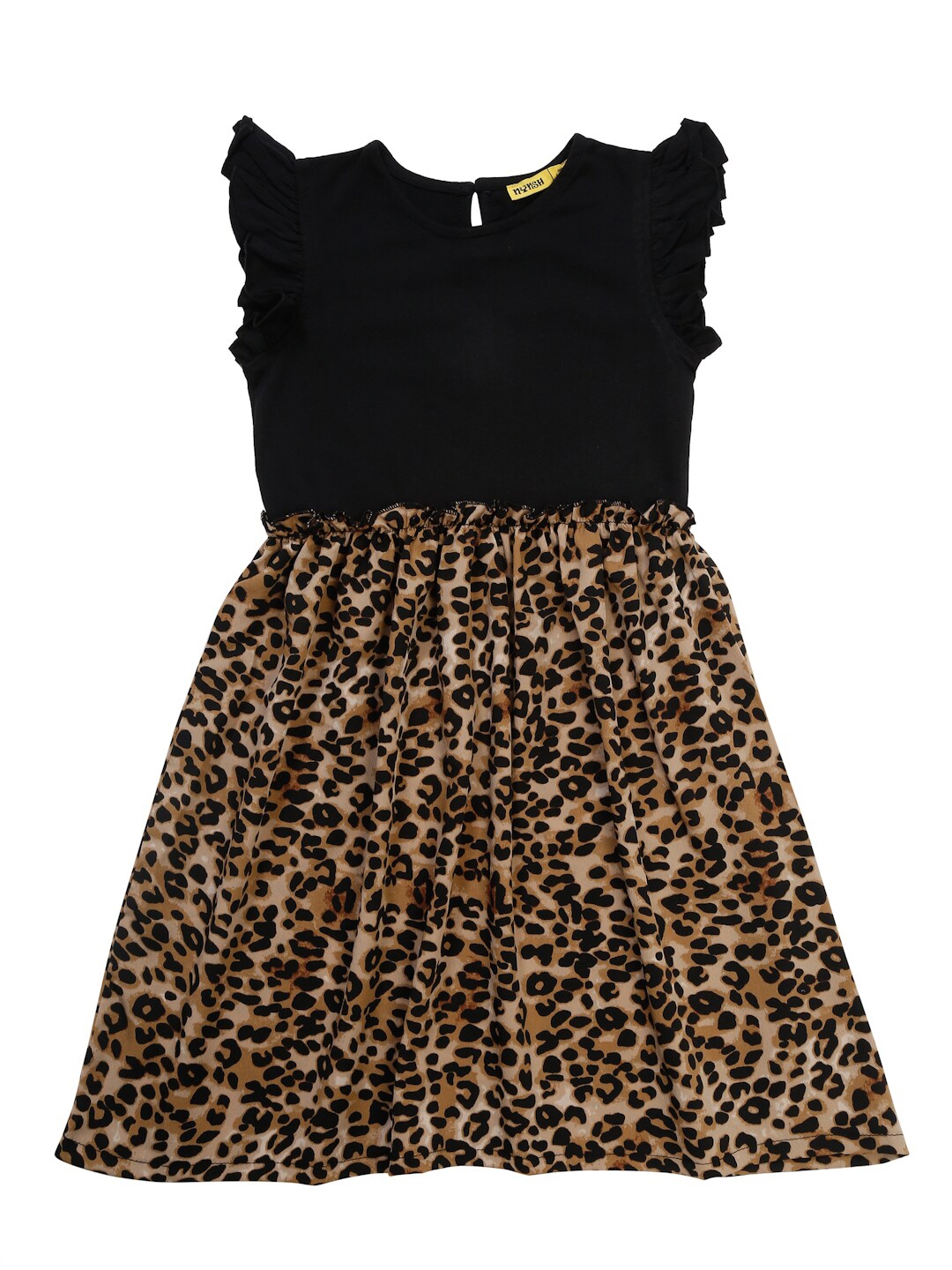 Buy NYNSH PlusS Kids Girls Black Animal Printed Fit & Flare Dress ...