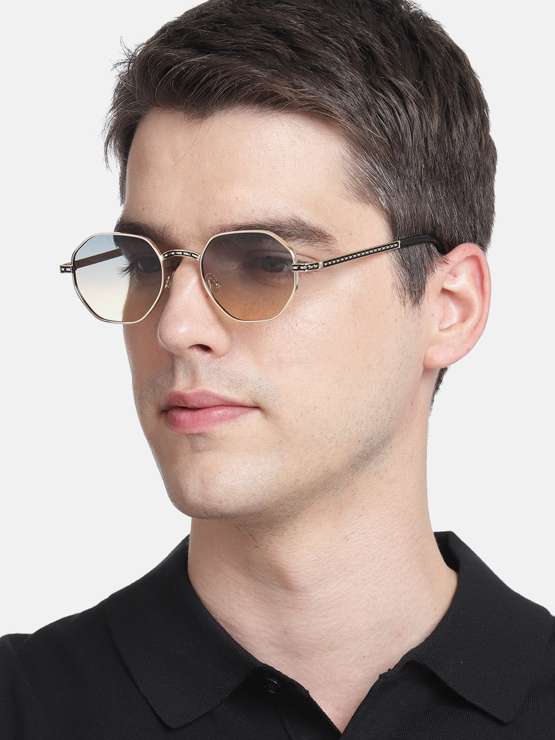 Buy Voyage Unisex Green Lens & Gold Toned Round Sunglasses With UV