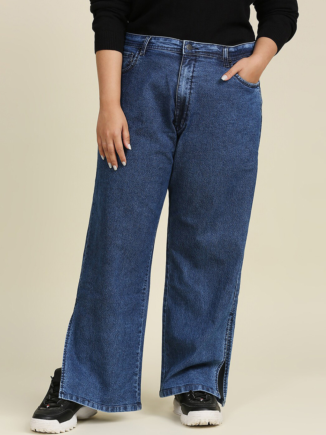 Buy Freeform By High Star Women Plus Size Blue Wide Leg High Rise