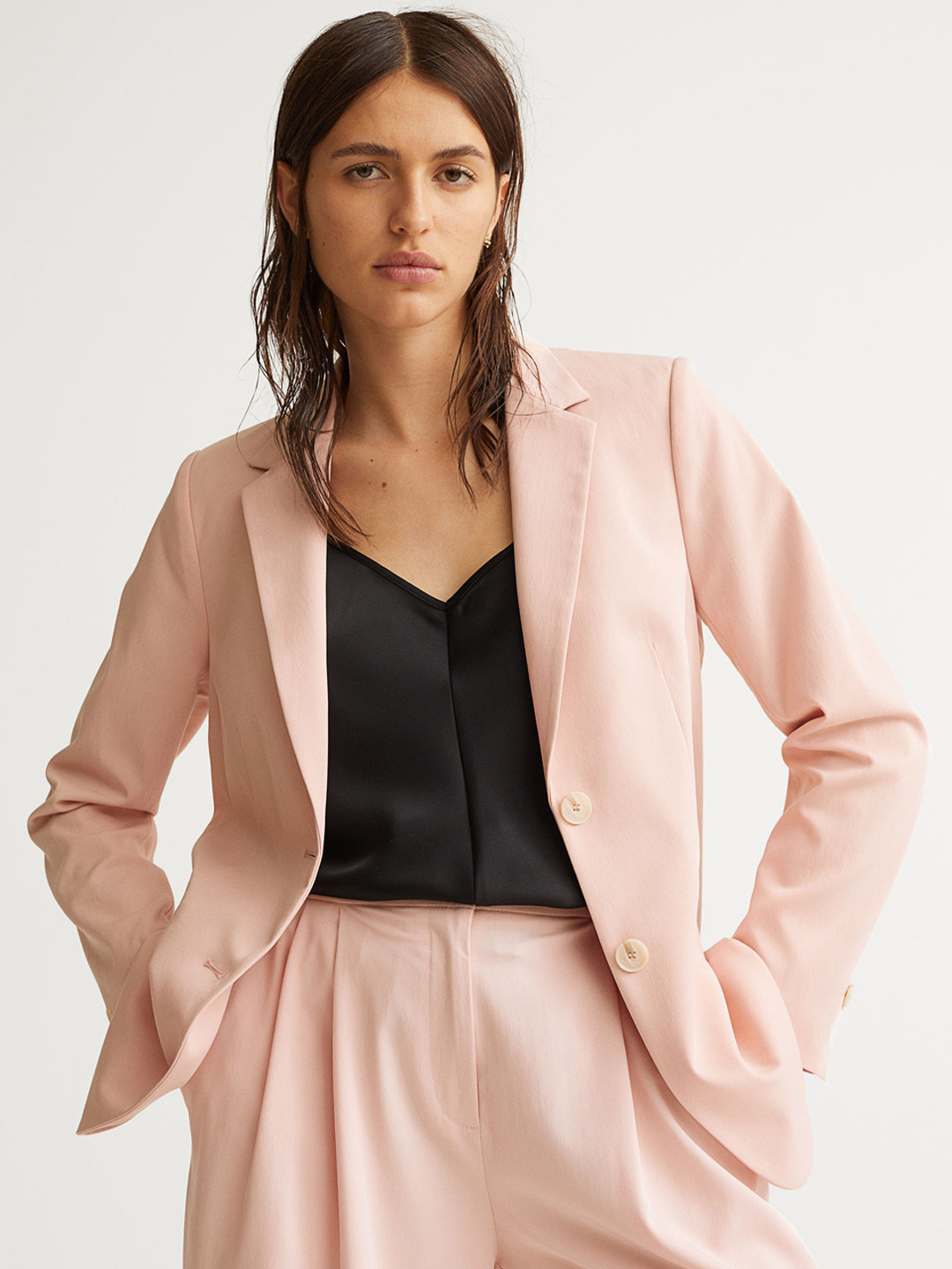 Buy H&M Women Pink Single Breasted Jacket Blazers for Women 19048844