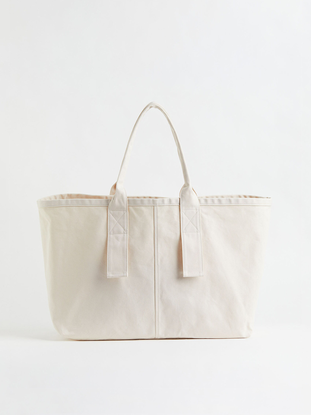 Buy H&M Women White Solid Large Cotton Canvas Shopper Handbags for