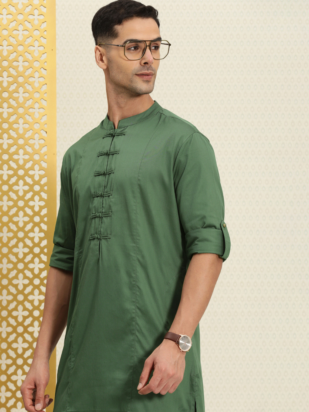Buy House Of Pataudi Pure Cotton Roll Up Sleeves Rozana Kurta Kurtas