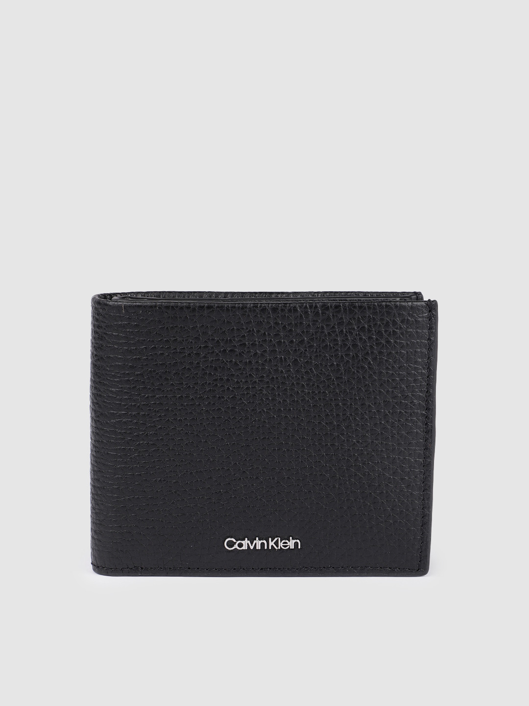 Buy Calvin Klein Jeans Men Black Textured Leather Two Fold Wallet