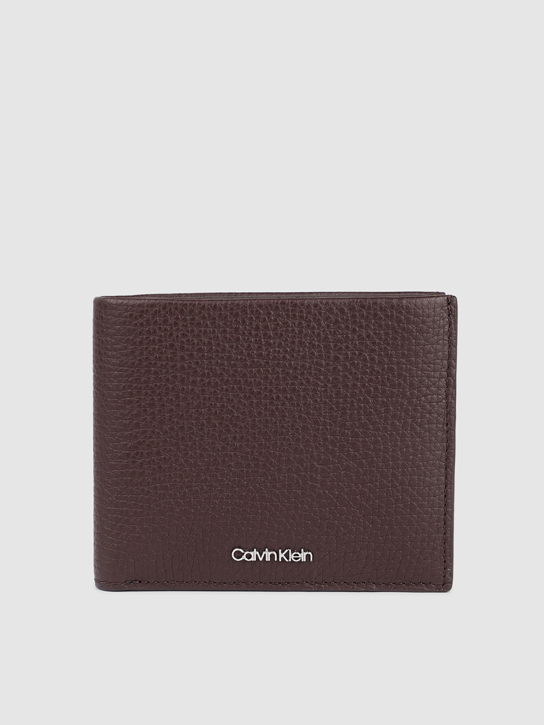 Buy Calvin Klein Jeans Men Brown Textured Leather Two Fold Wallet