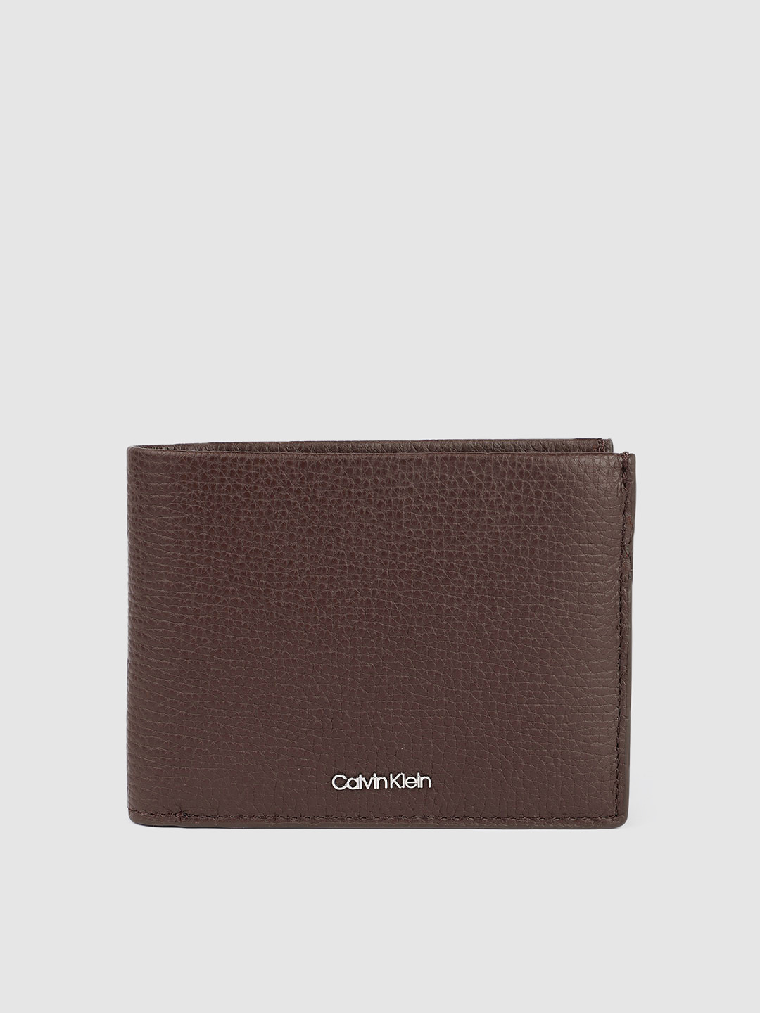 Buy Calvin Klein Jeans Men Brown Textured Leather Two Fold Wallet