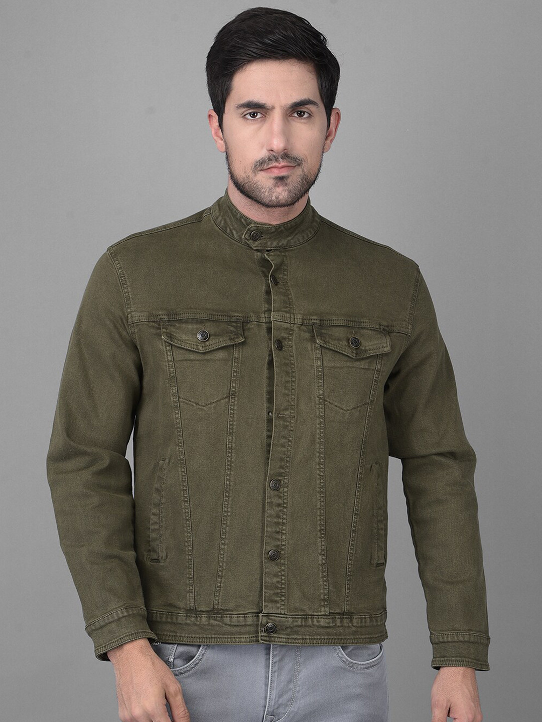 Buy Canary London Men Olive Green Denim Jacket Jackets for Men
