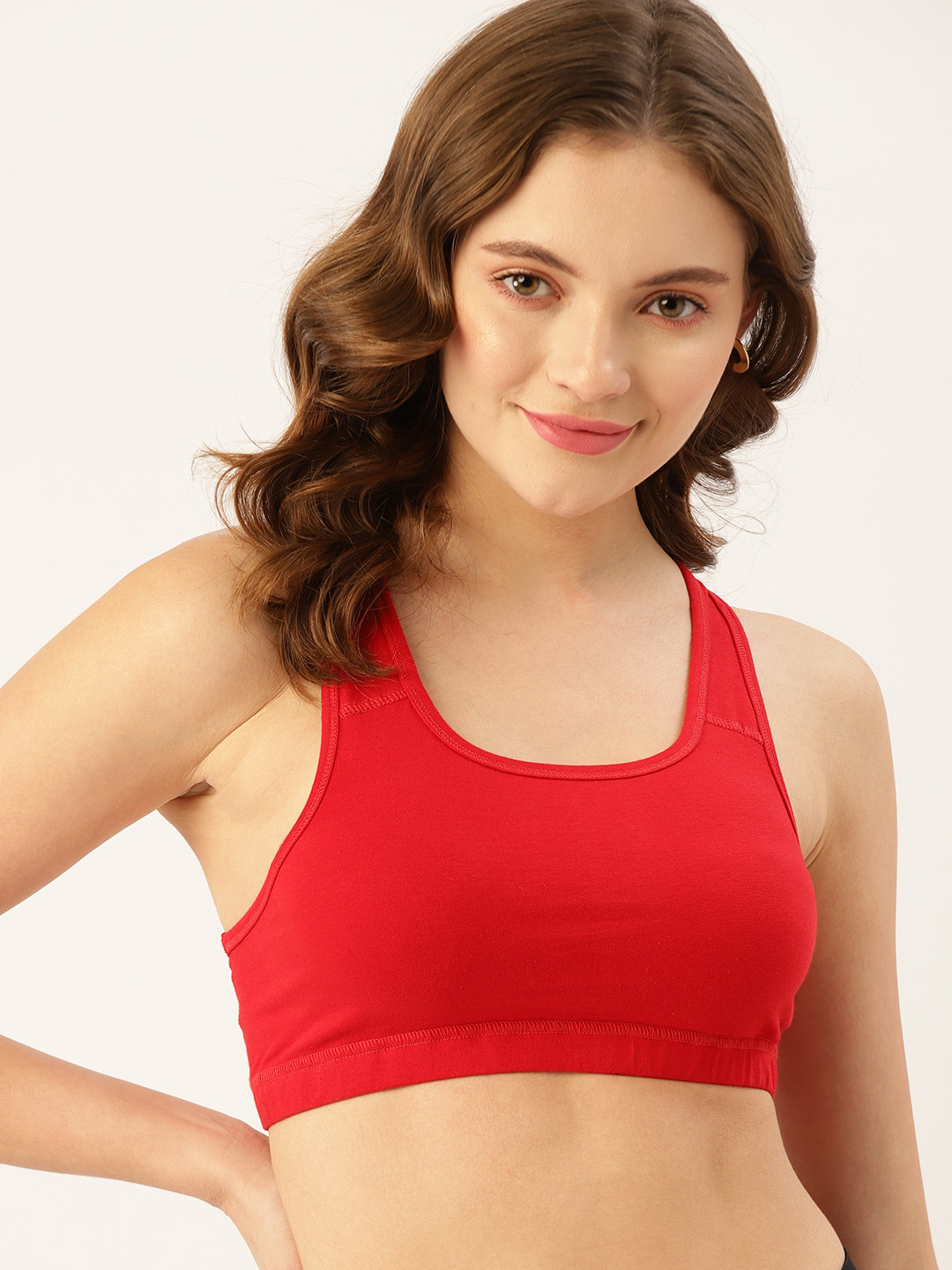 Buy DressBerry Red Sports Bra Non Wired Non Padded Bra for Women
