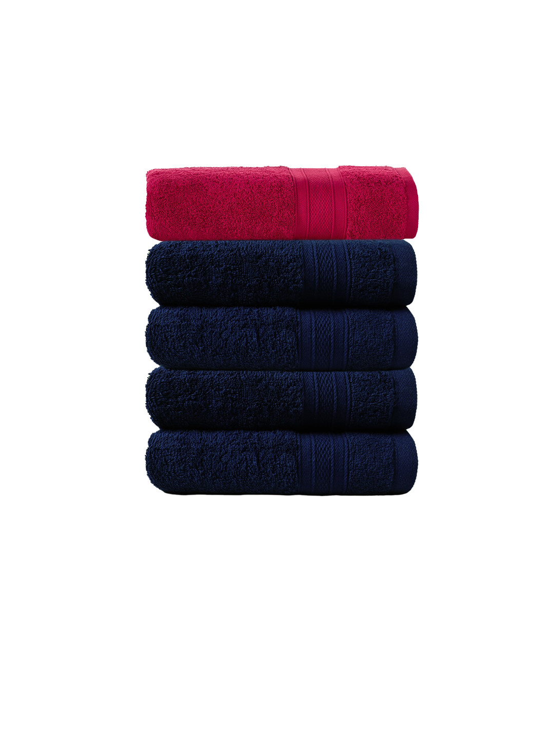 Buy Trident Red Solid 500 GSM Cotton Bath Towel & Set Of 4 Hand Towels
