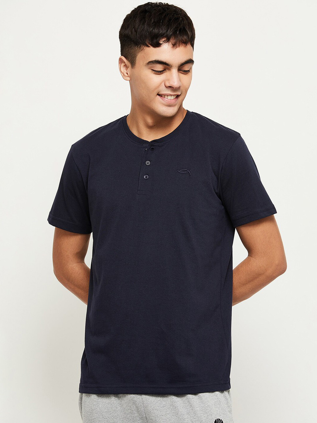 Buy Max Men Navy Blue Solid Lounge T Shirts Lounge Tshirts for Men