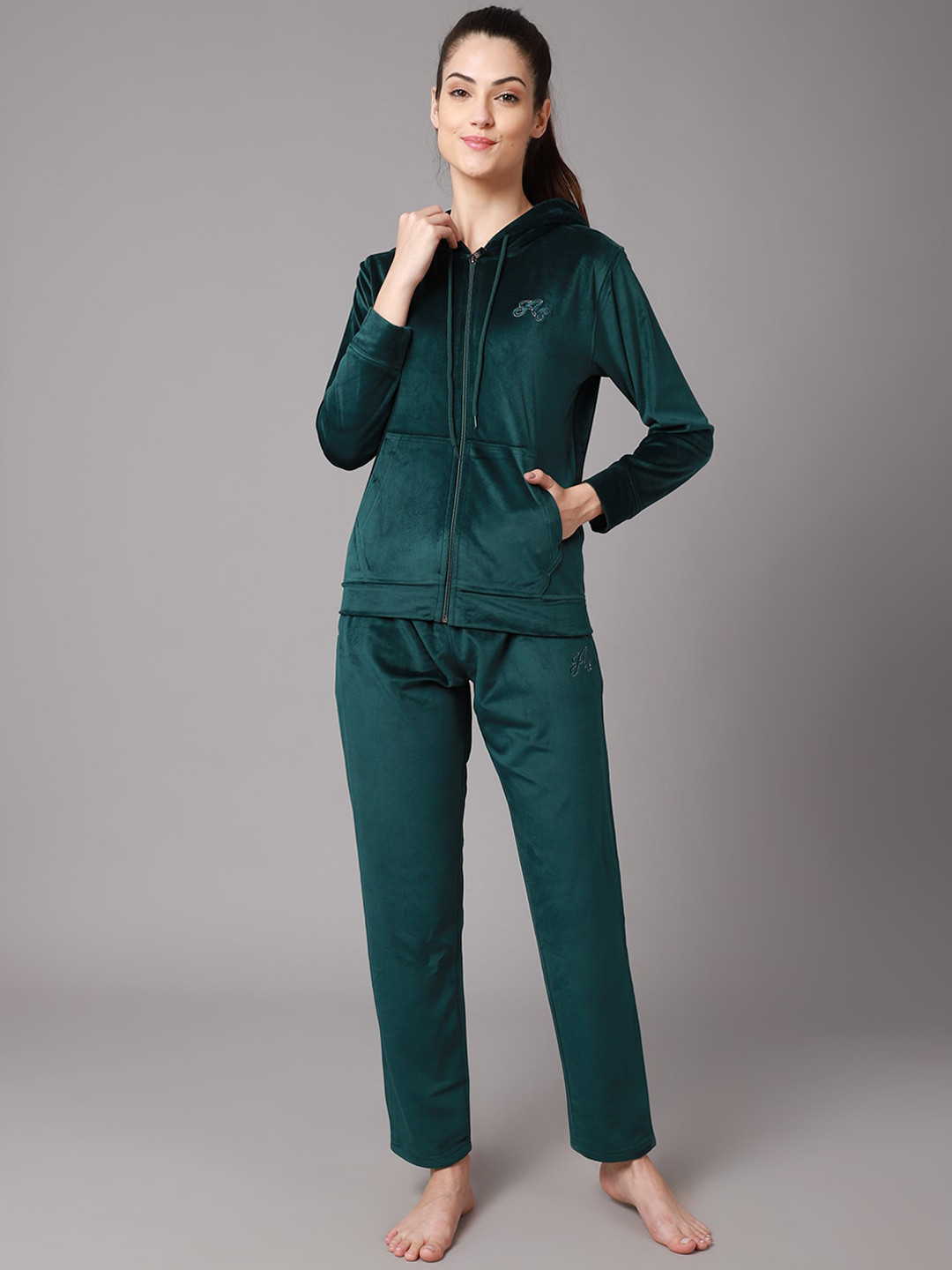 Buy ANTI CULTURE Women Green Solid Tracksuits Tracksuits for Women