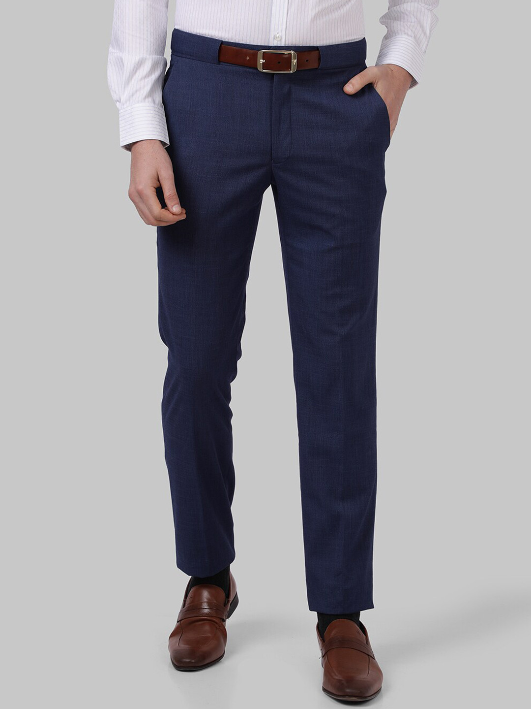 Buy Park Avenue Men Blue Slim Fit Trousers - Trousers for Men 19066672 ...