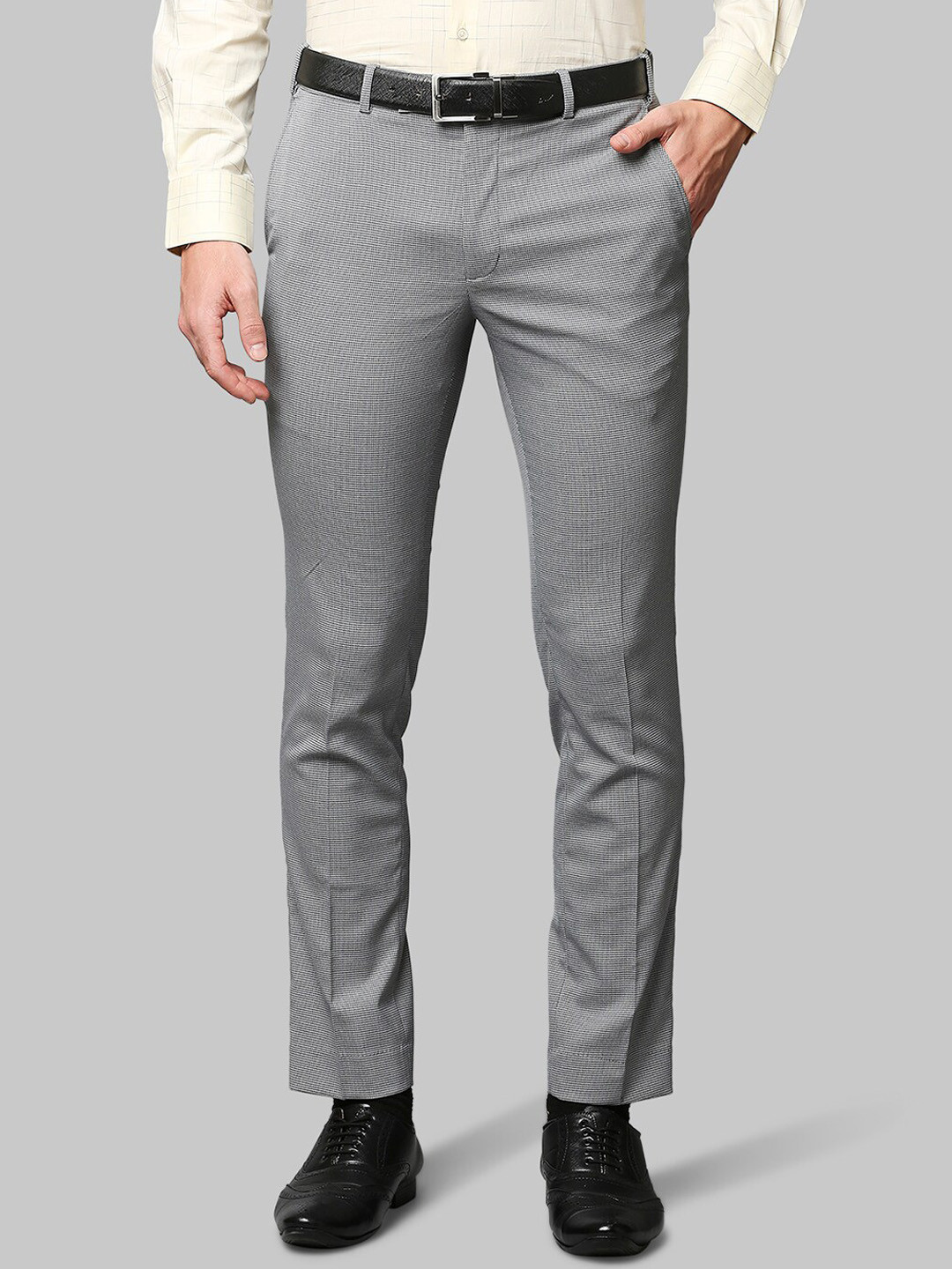 Buy Park Avenue Men Grey Slim Fit Formal Trousers - Trousers for Men ...