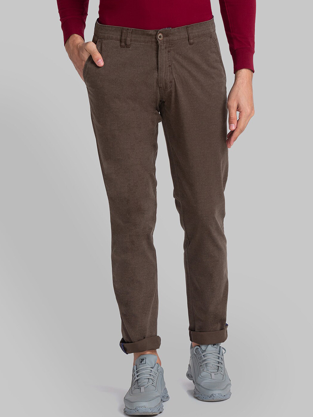 Buy Parx Men Brown Tapered Fit Trousers - Trousers for Men 19068966 ...