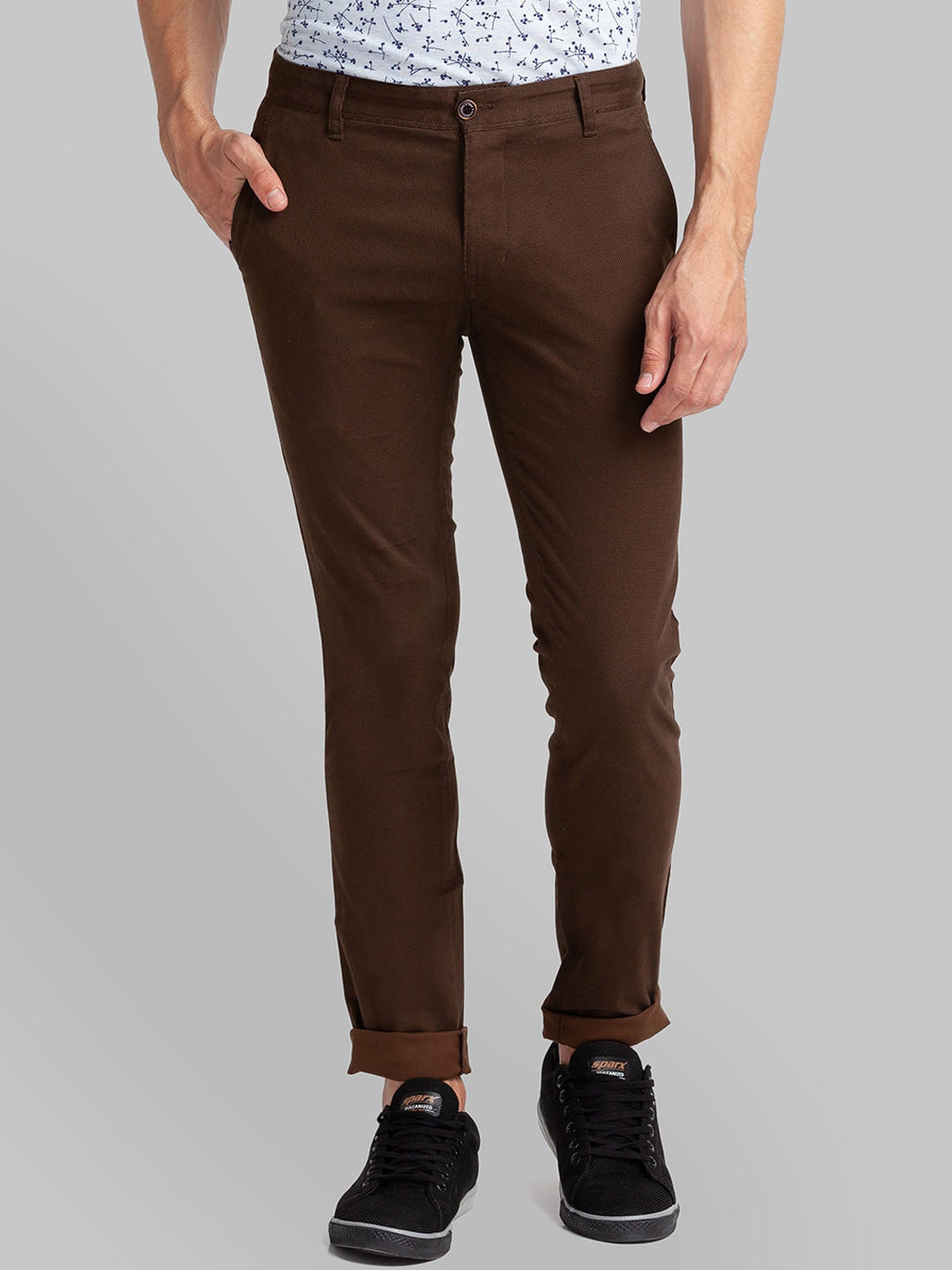 Buy Parx Men Brown Slim Fit Trousers - Trousers for Men 19068972 | Myntra