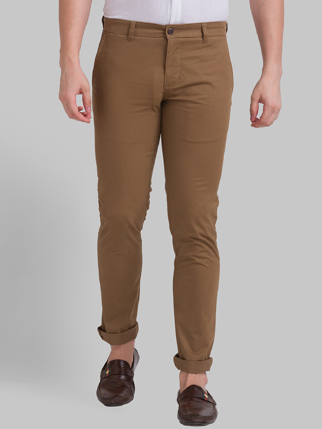 Buy Parx Men Brown Tapered Fit Trousers - Trousers for Men 19069042 ...